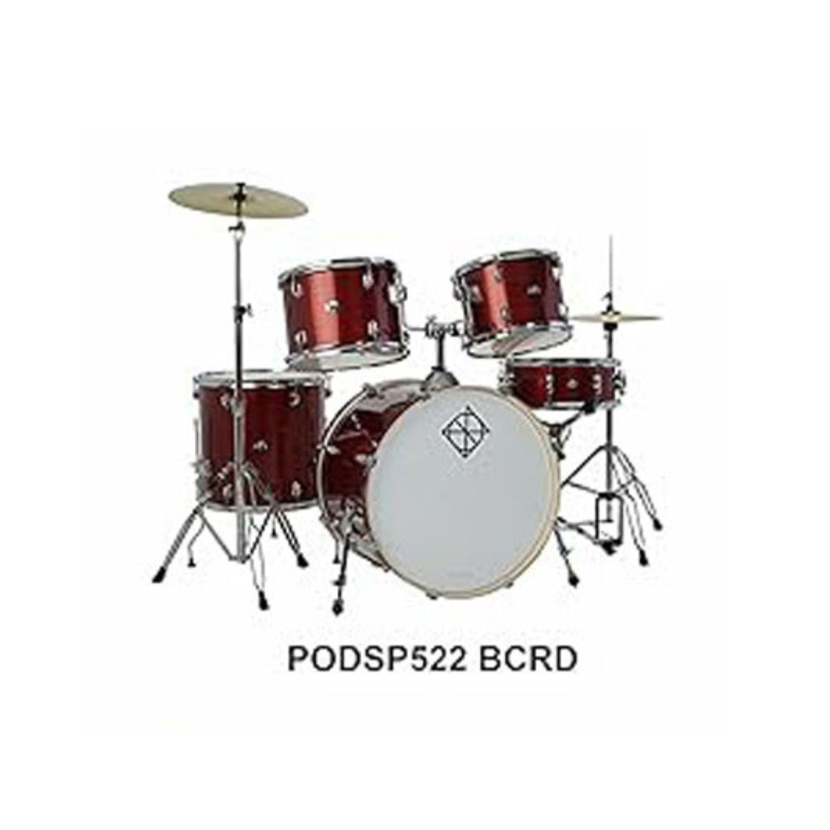 Dixon Spark- PODSP522 BCRD Acoustic Drum (full kit) 5PCs set incl Hardware - Cyclone Red