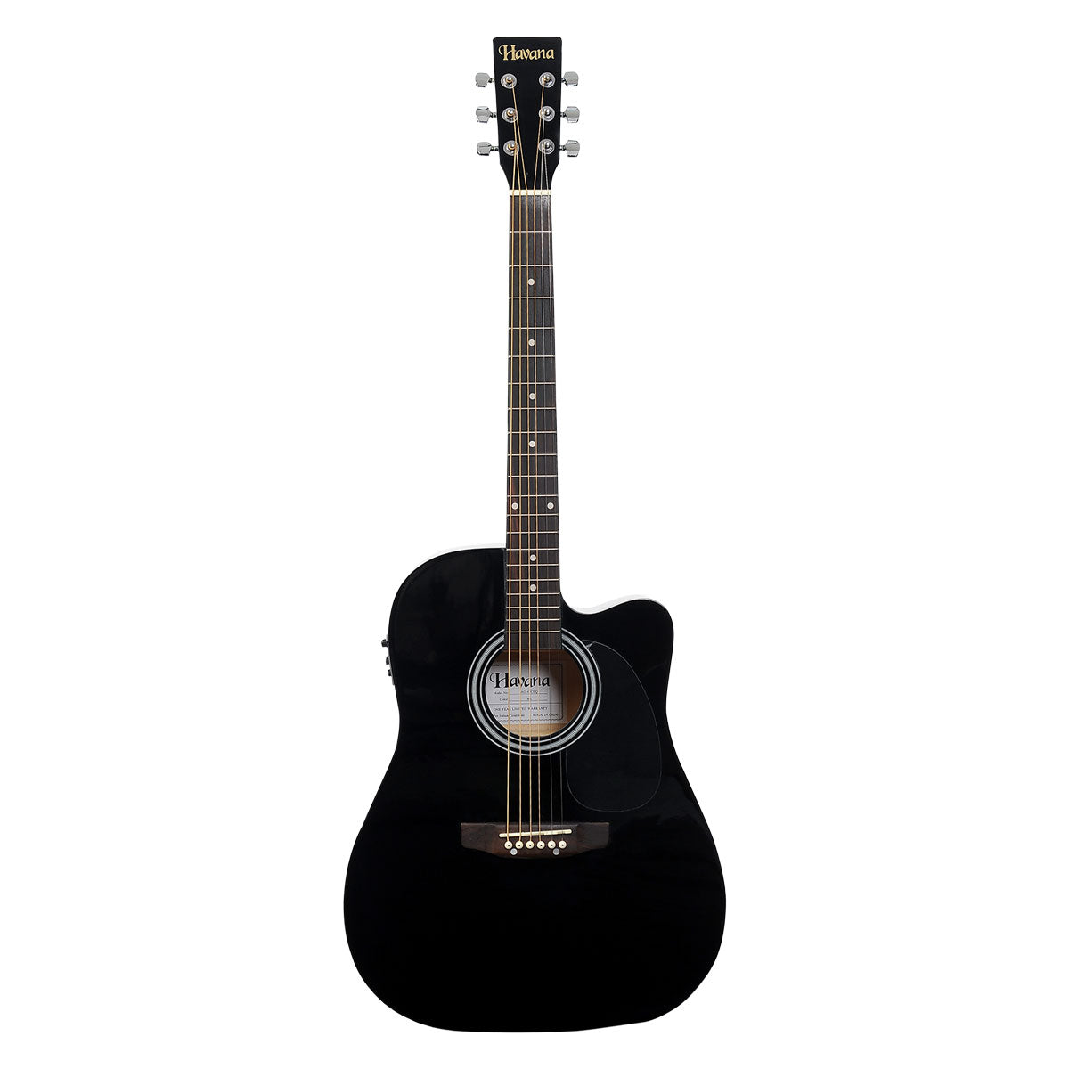 Havana AAG-41CEQ-BK Acoustic Guitar with 5 Band EQ & Tuner (GT-3)