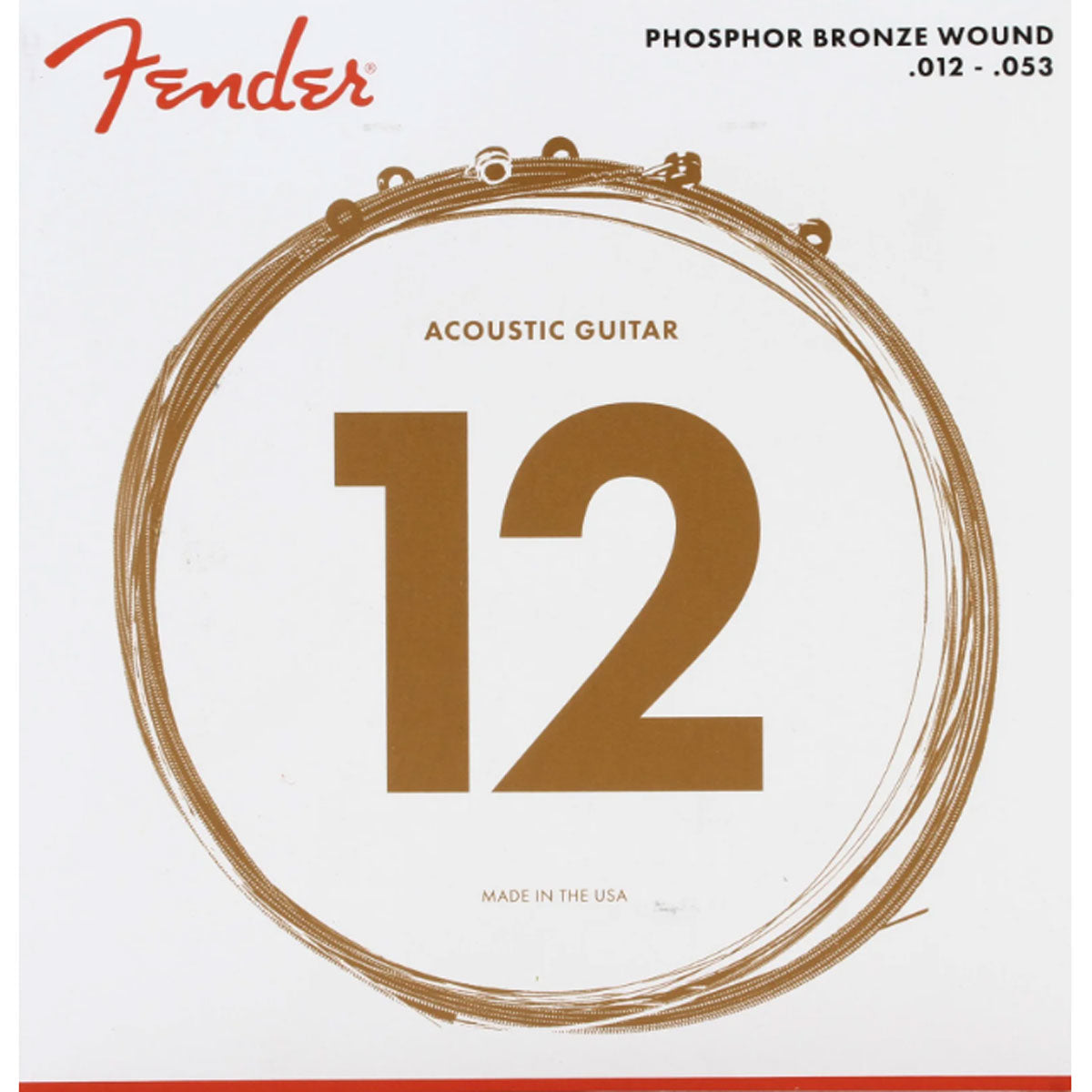Fender Phosphor Bronze Acoustic Guitar Strings, Ball End, 60L .012-.053