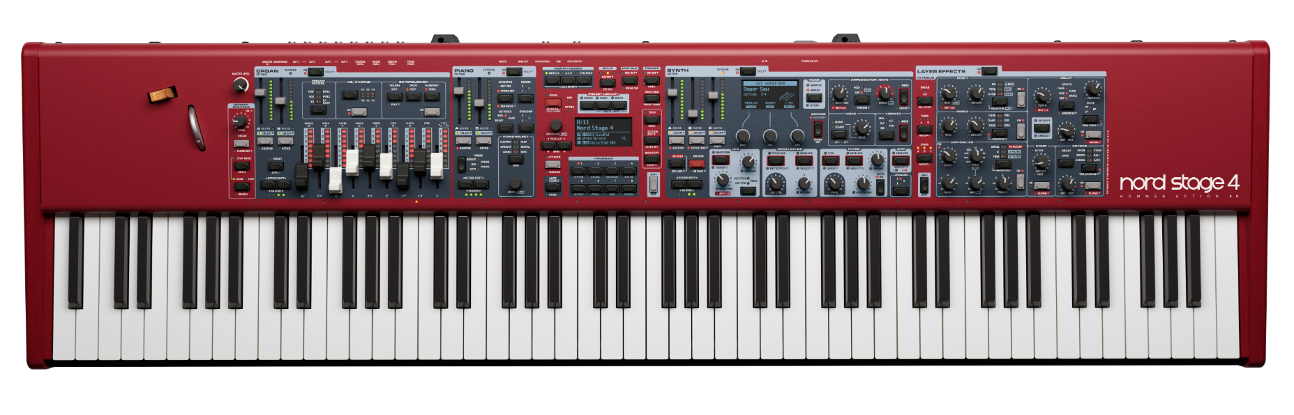Nord Stage 4 88-key weighted triple sensor keybed with aftertouch and physical drawbars