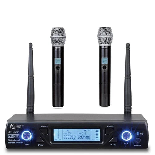Havana JRU-562 UHF Dual Channel Wireless Receiver & HT-51C Handheld Wireless Microphone System